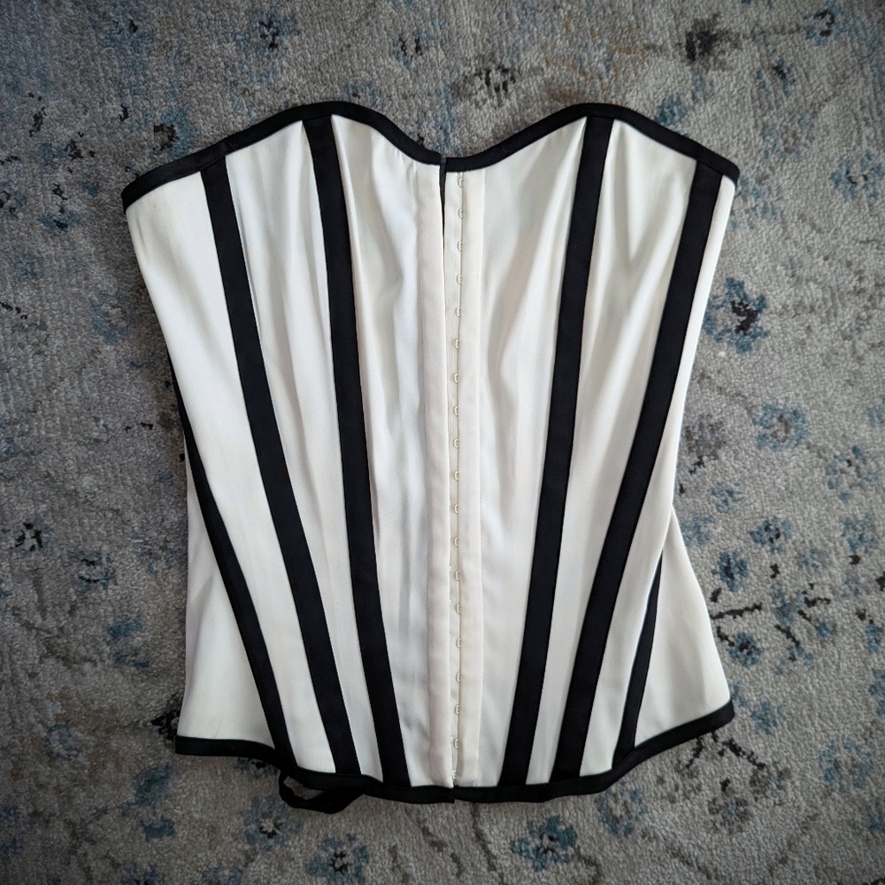 Off-white and black striped corset